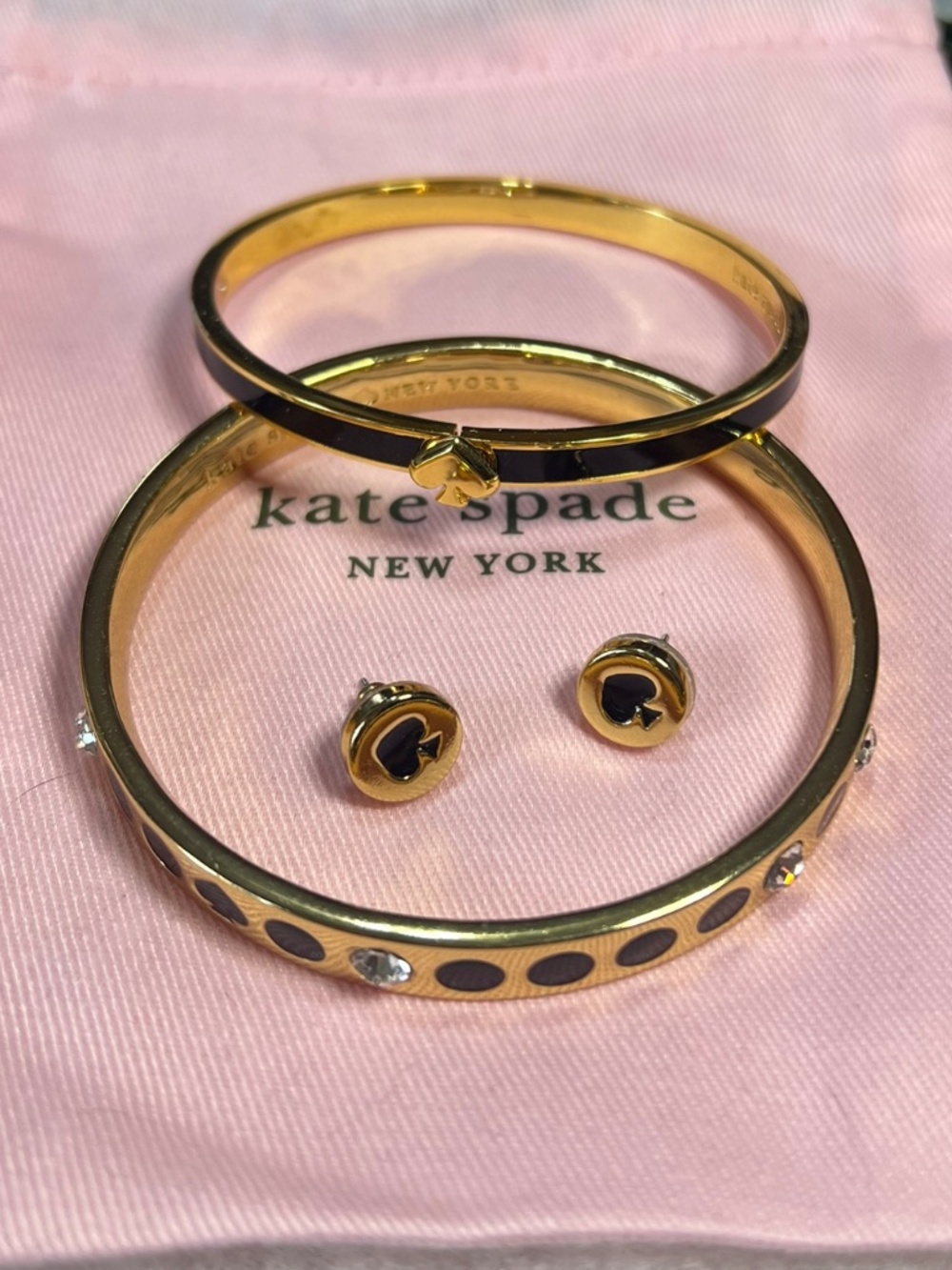 Kate Spade bangle w/ matching earrings and hinged bracelet set.